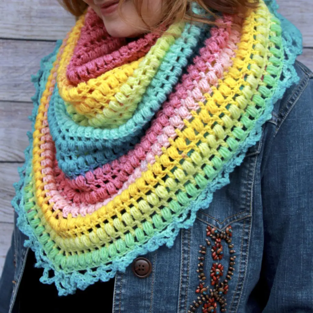 Spring Me Forward Triangle Scarf Free Crochet Pattern