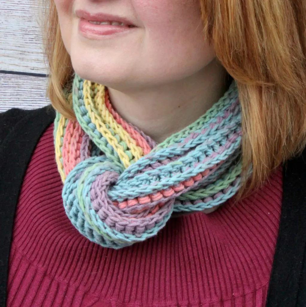 Coiling Colors Cowl featuring Caron Cotton Cakes