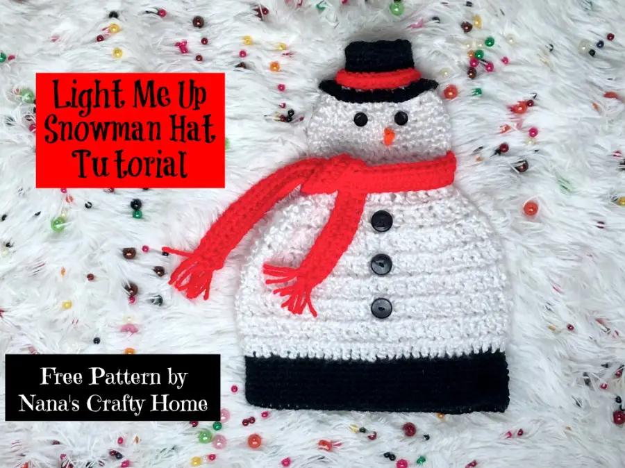 Light Me Up Snowman Hat free crochet pattern complete video tutorial