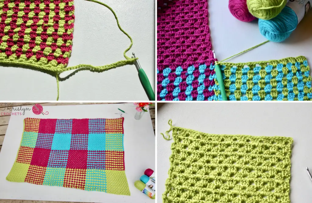 Crochet Gingham Blanket with Granny Stripes a free crochet pattern