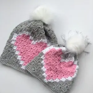 Heart C2C Hat Free Crochet Pattern