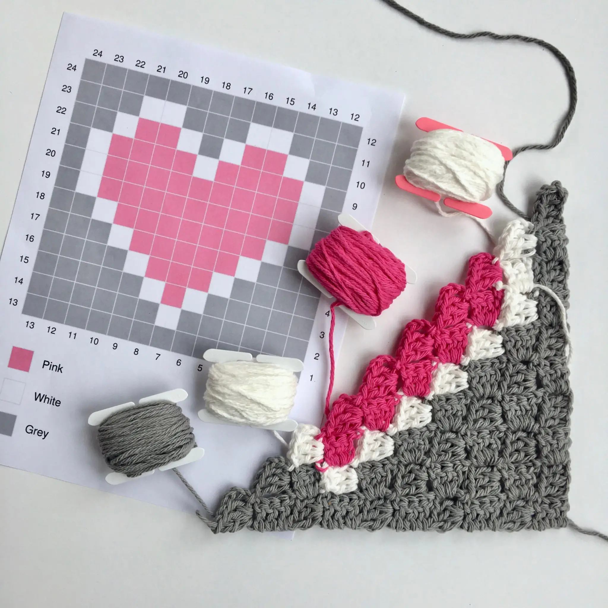 Guide to Changing Colors in Corner to Corner (C2C) + Free Heart Dishcloth Pattern!