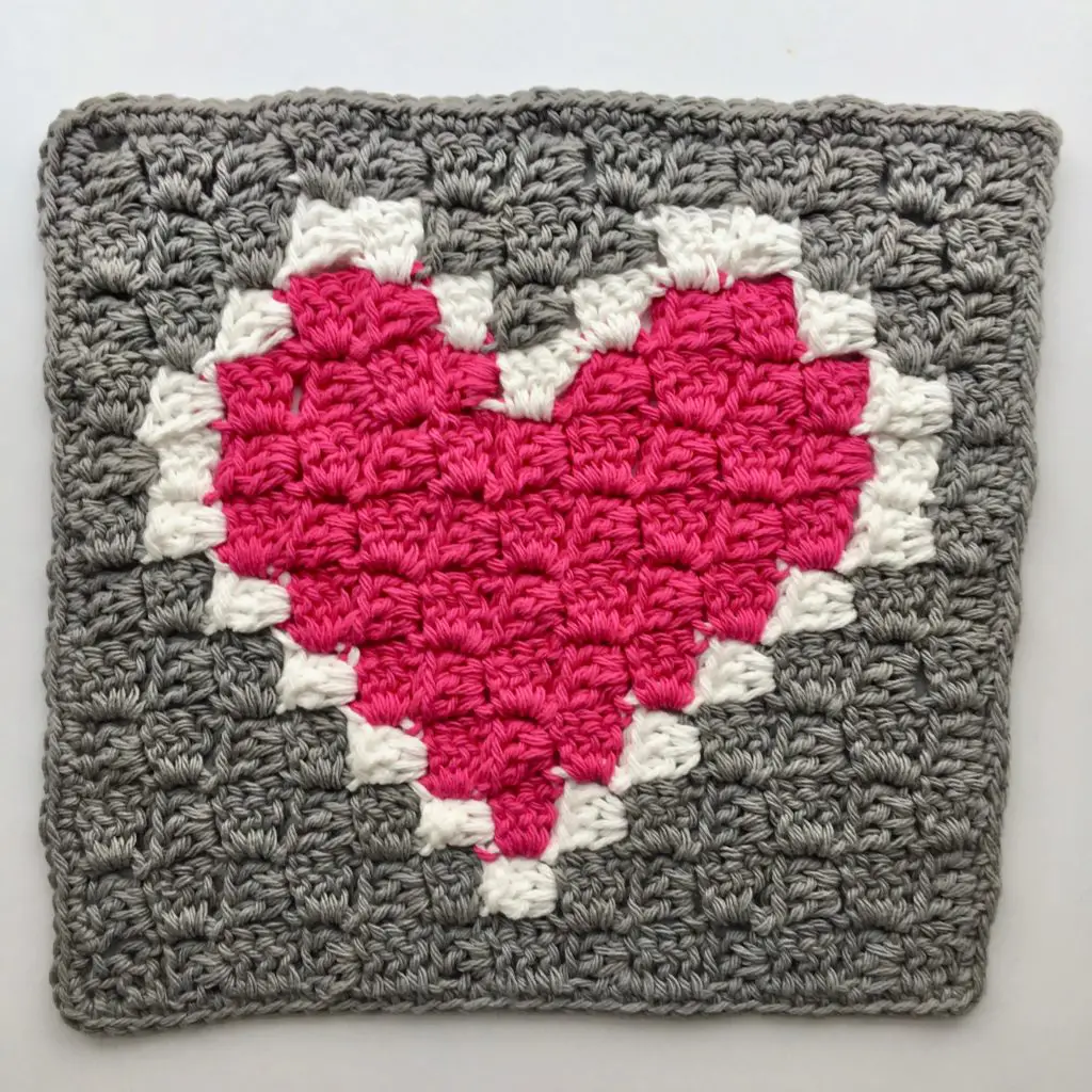 Heart C2C Dishcloth free crochet pattern