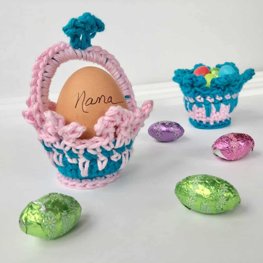 Crown Easter Basket Egg Cozy Party Favors free crochet pattern