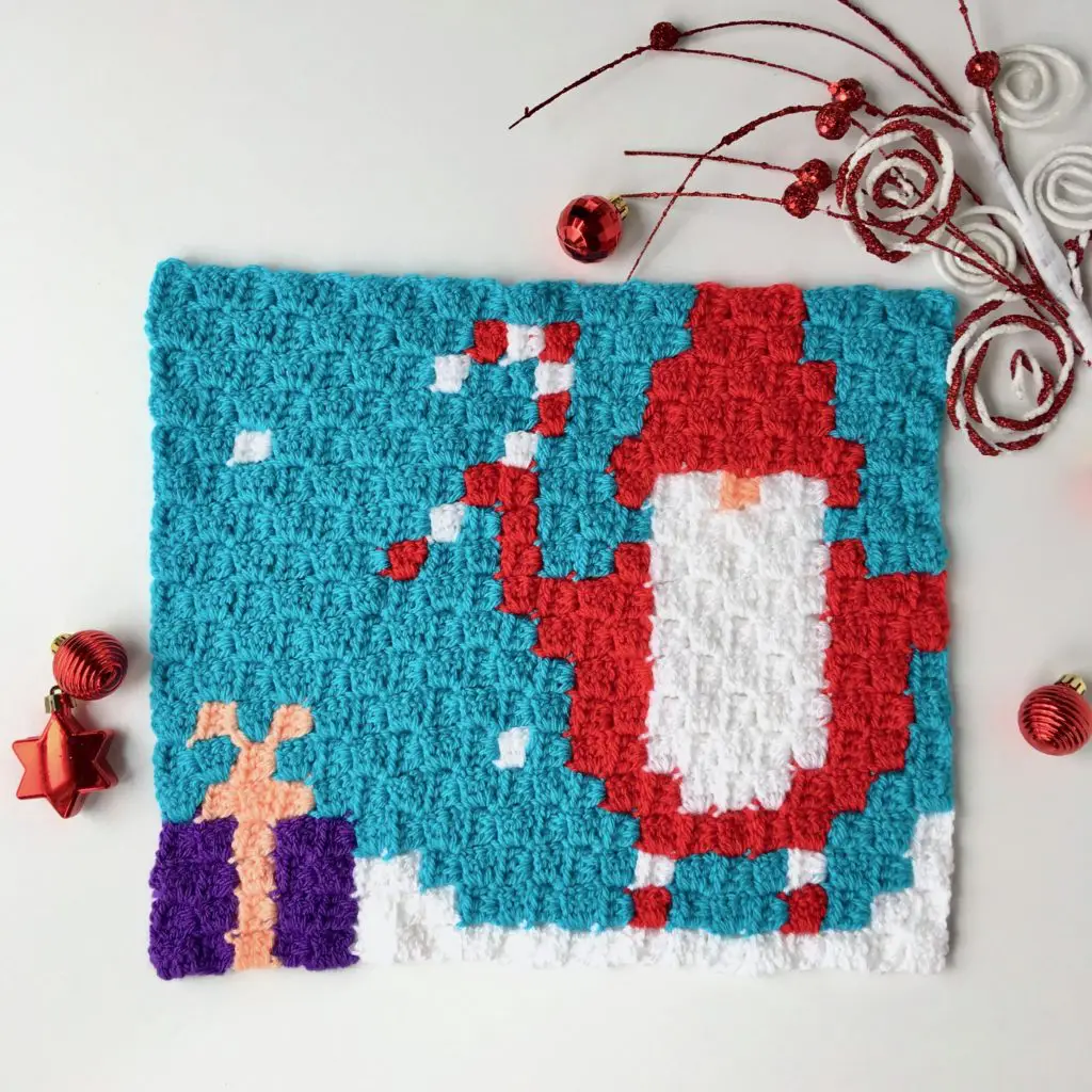 Gnome C2C Blanket Christmas in July CAL Panel #1 free crochet pattern