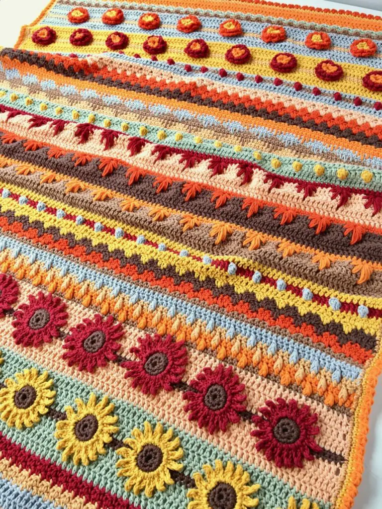 Autumn Rhapsody Stitch Sampler Blanket Crochet a Long Announcement