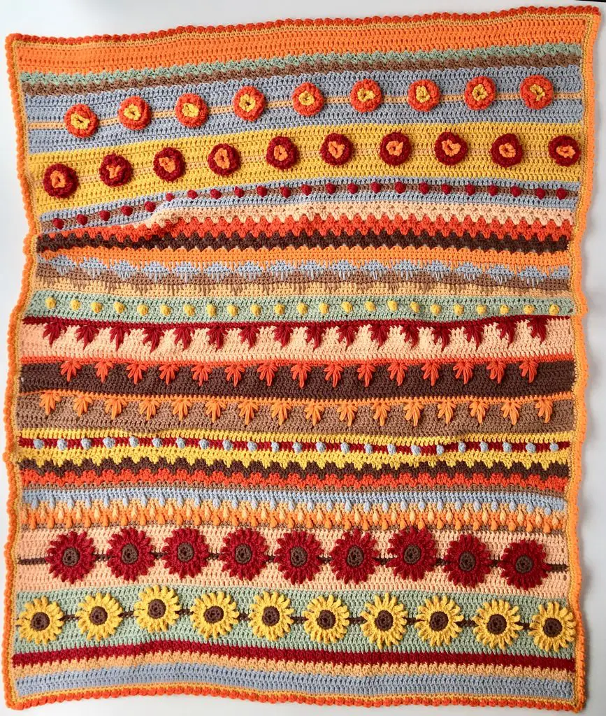 Autumn Rhapsody Stitch Sampler Blanket Part 1 Free Crochet Pattern
