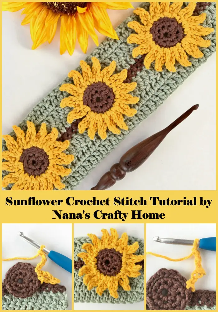 Sunflower Crochet Stitch Photo & Video Tutorial
