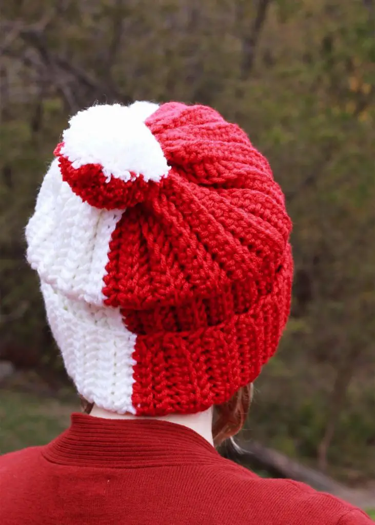 Easy Knit look Herringbone Color Block Hat free crochet pattern