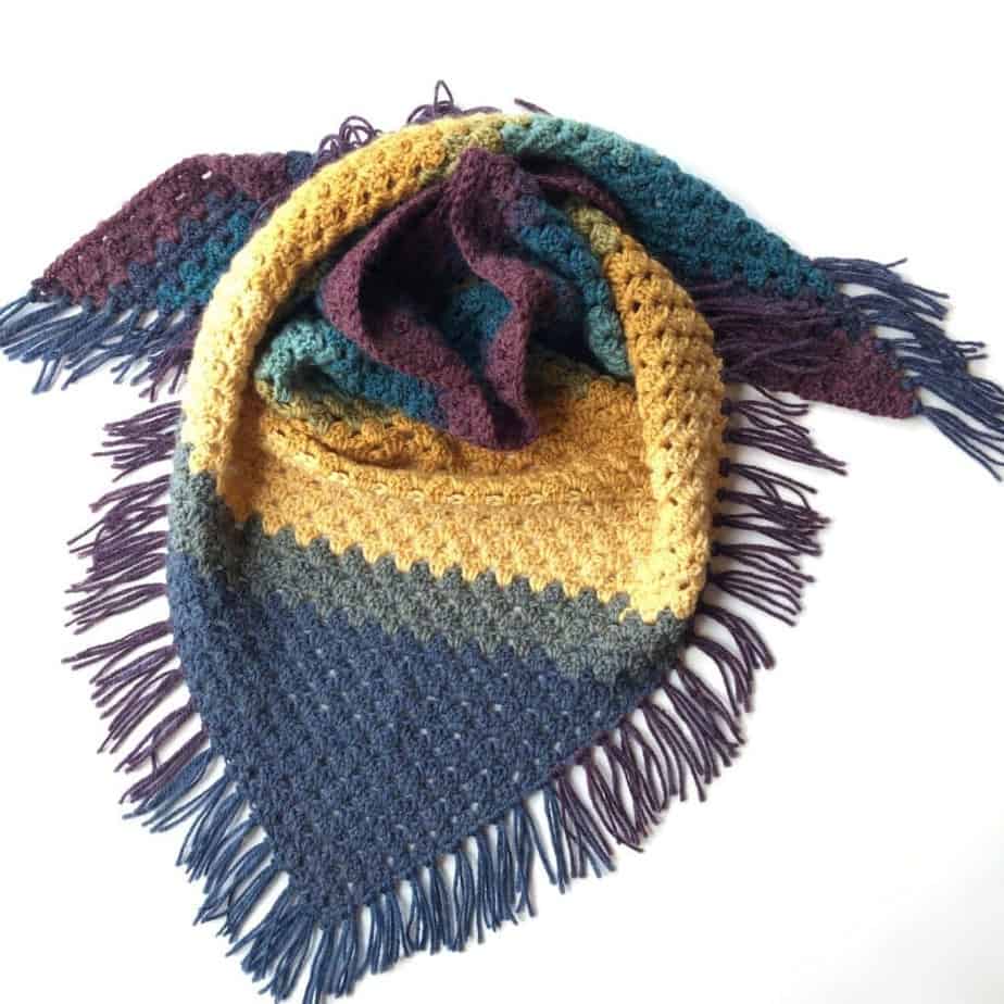 Bottom Up Granny stitch Triangle Scarf free crochet pattern Painted Desert Scarf