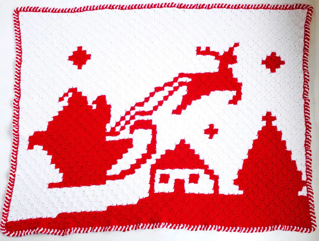 Santa Reindeer C2C Blanket free crochet pattern