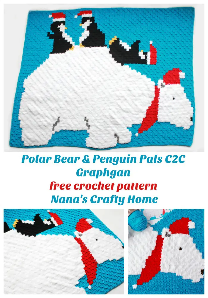 Polar Bear Penguin Pals C2C Graphgan Blanket free crochet pattern