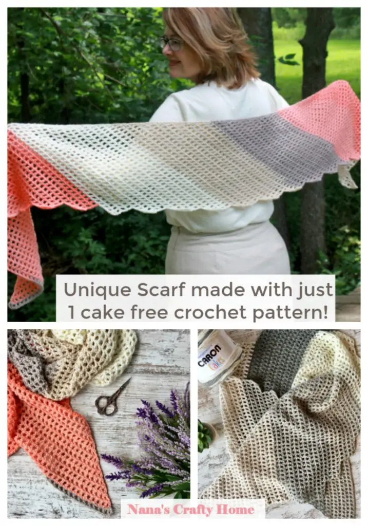easy unique crochet scarf free pattern 1 Caron Cake