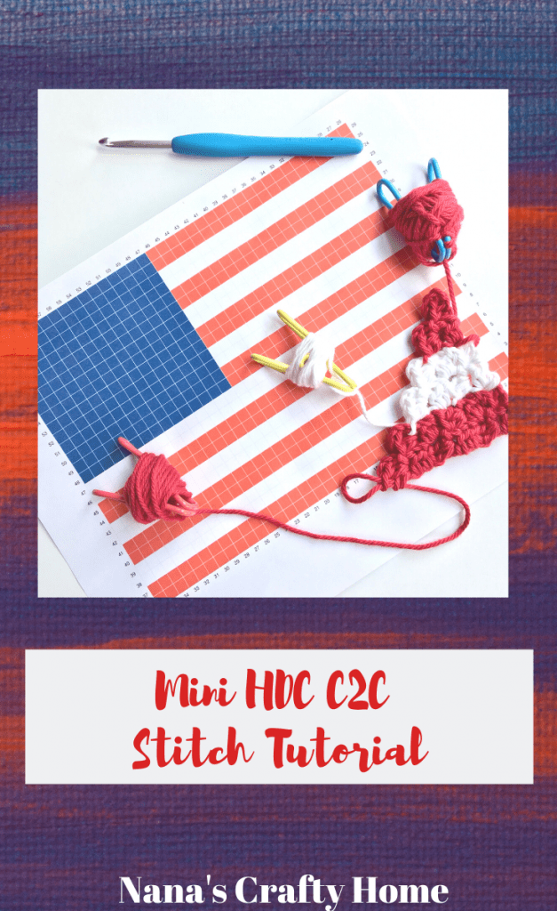learn mini hdc c2c crochet stitch