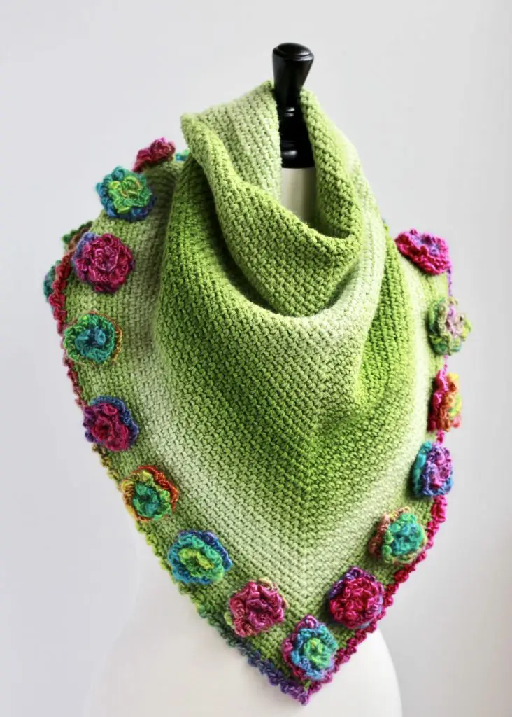 Flower Triangle Scarf free crochet pattern