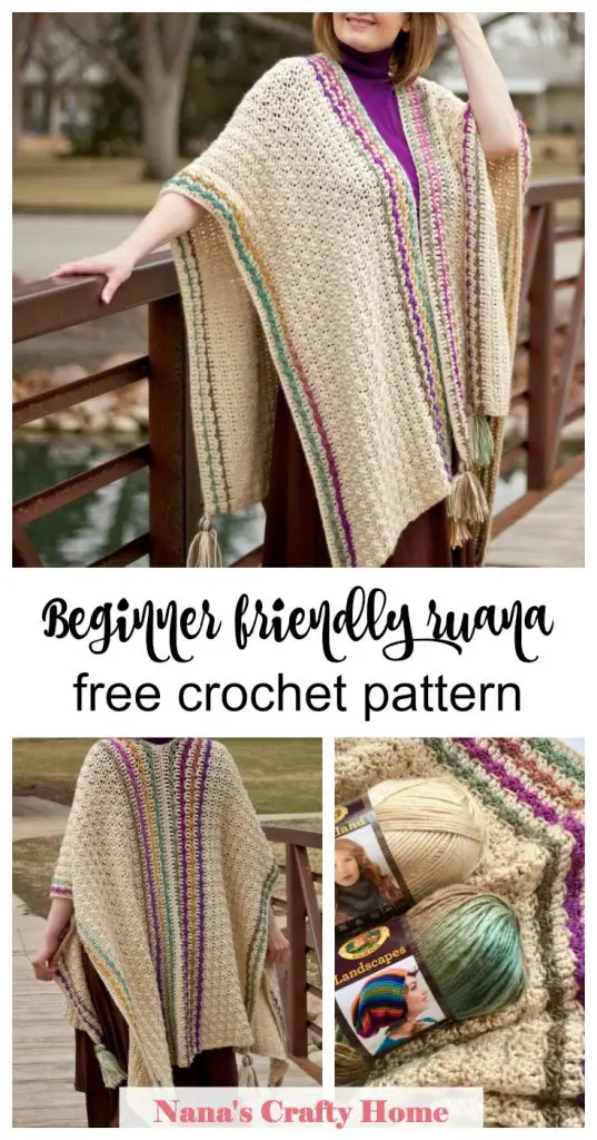 Beginner friendly Ruana crochet wrap free crochet pattern