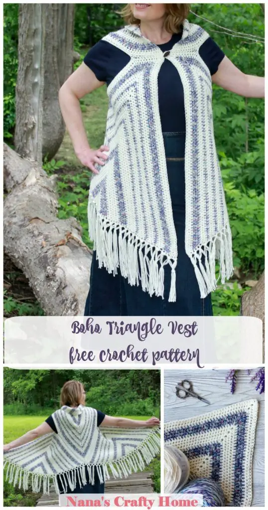 boho triangle crochet vest free crochet pattern