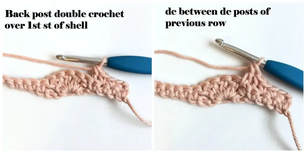 Shell Crochet Stitch Row 2 beginning