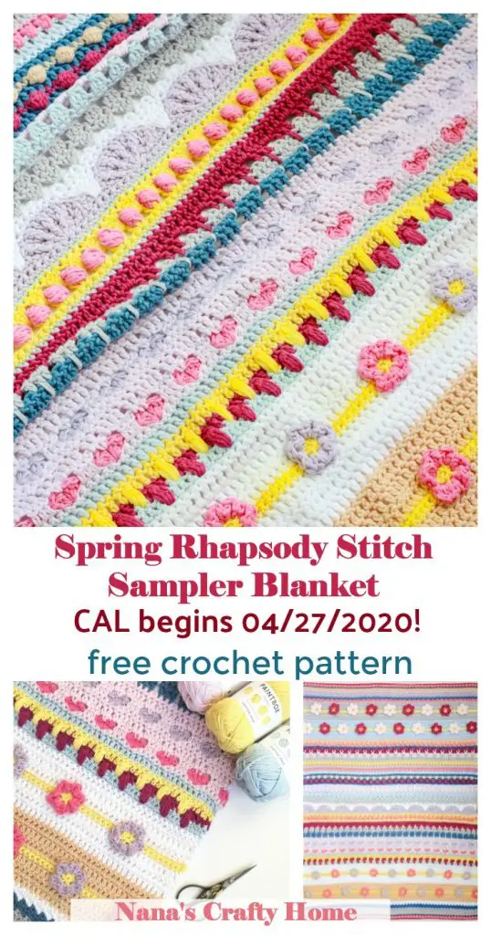 Stitch Sampler Blanket Spring Rhapsody Blanket free crochet pattern CAL announcement