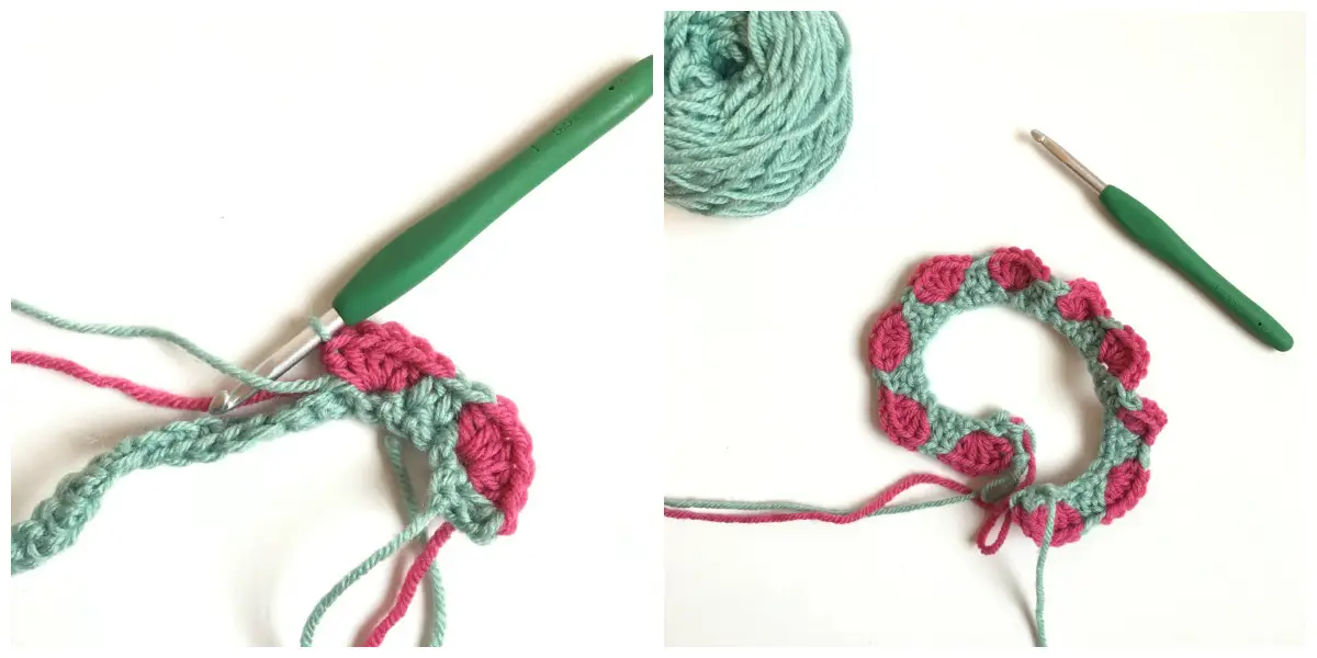 Strawberry Crochet Stitch Row 2 end