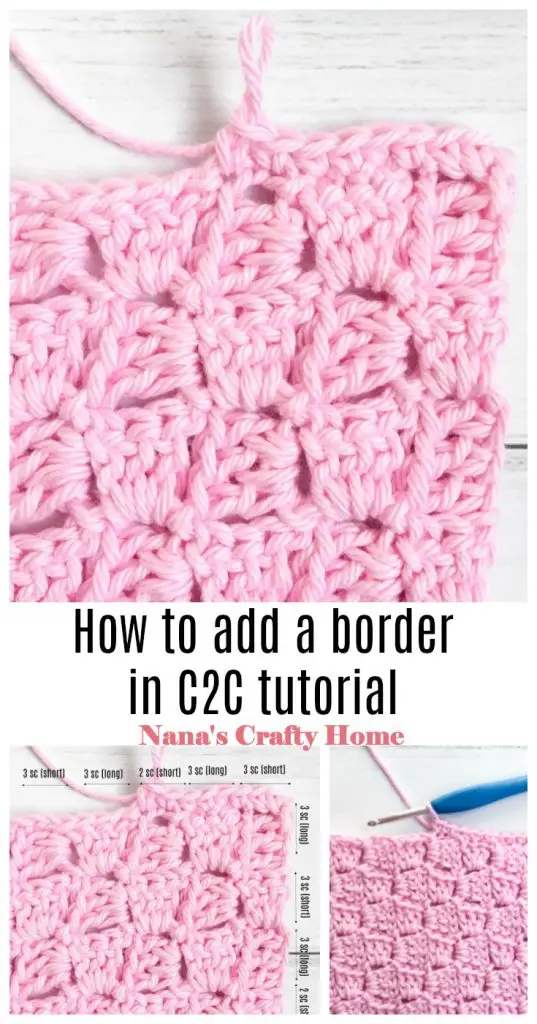 Add Border in C2C corner to corner tutorial Pinterest collage