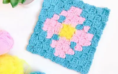 Flower Scrubby C2C Dishcloth free crochet pattern