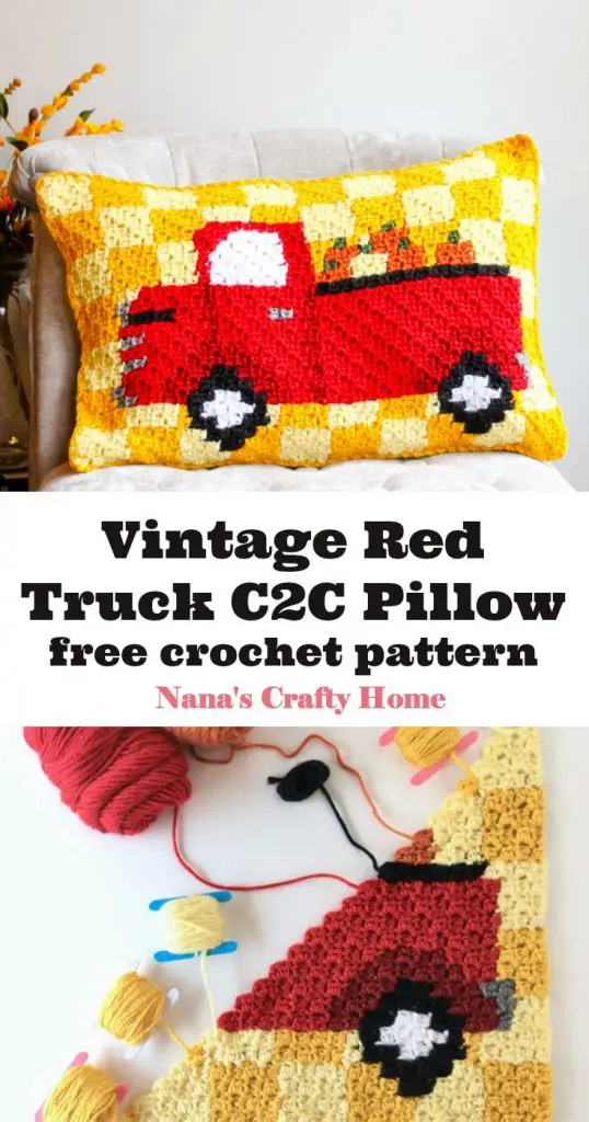Vintage Red Truck C2C Pillow Pinterest Collage