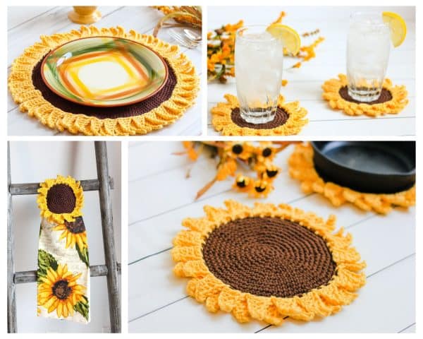 Rustic Sunflower Crochet Pattern Set