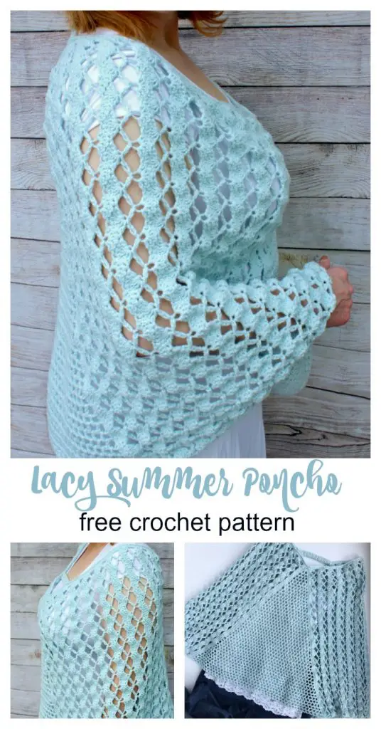 Light Summer Poncho free crochet pattern Pinterest collage