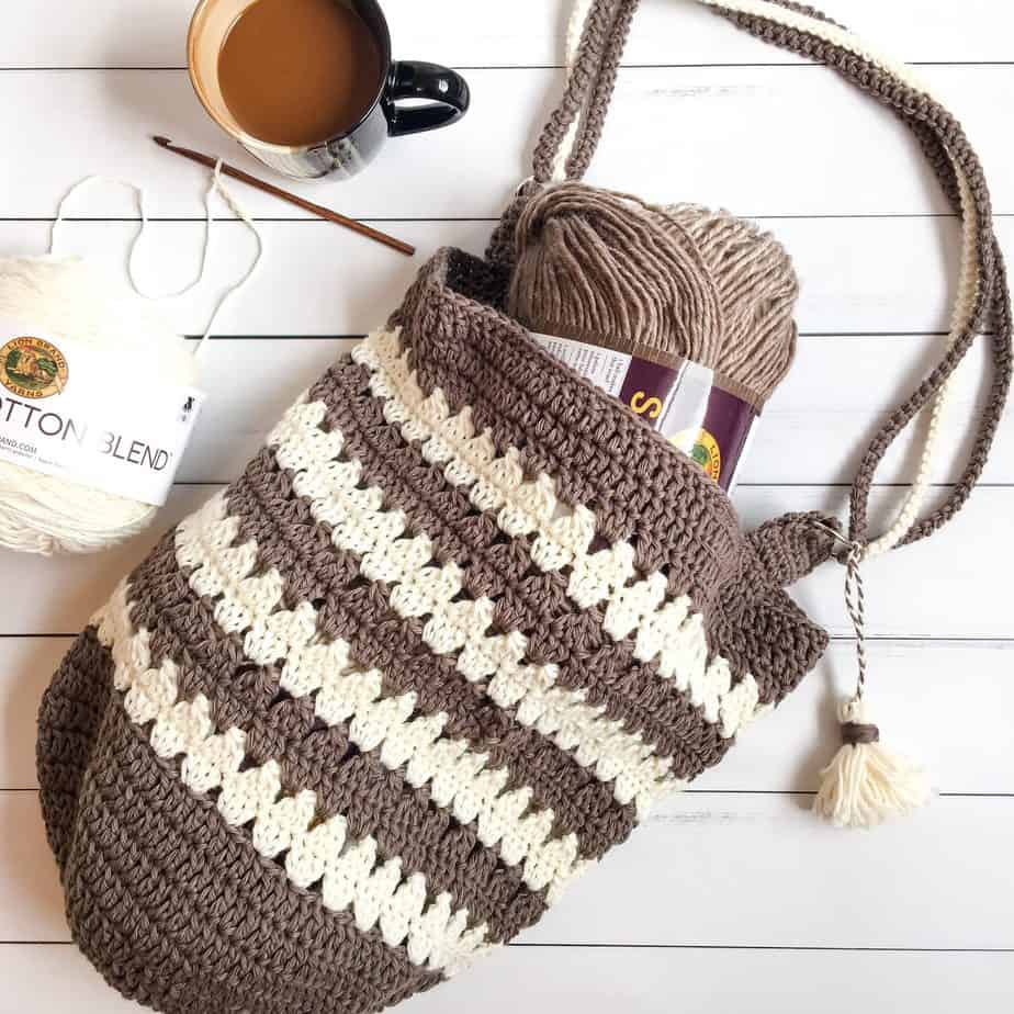 Coffee & Cream Market Bag free crochet pattern