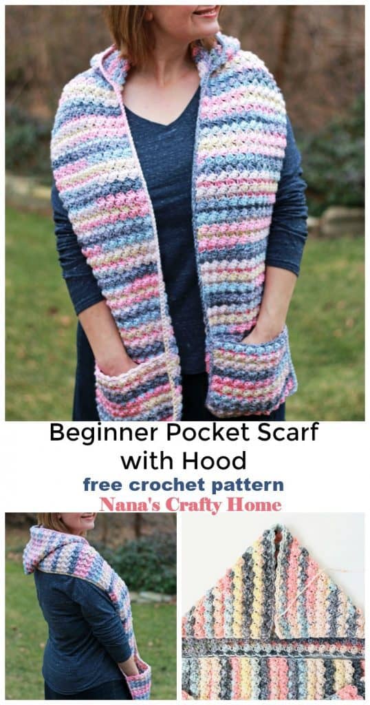 Fairytale Pocket Scoodie Scarf free crochet pattern Pinterest collage