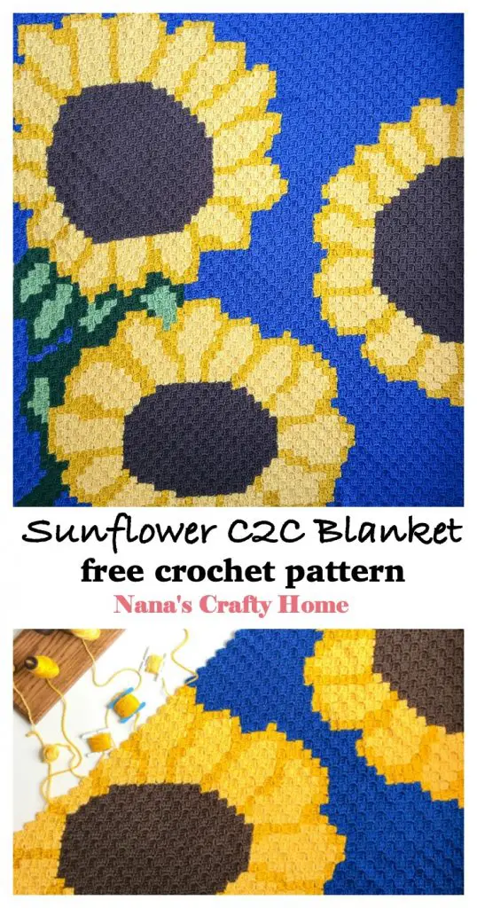 Sunflower C2C Blanket free crochet pattern