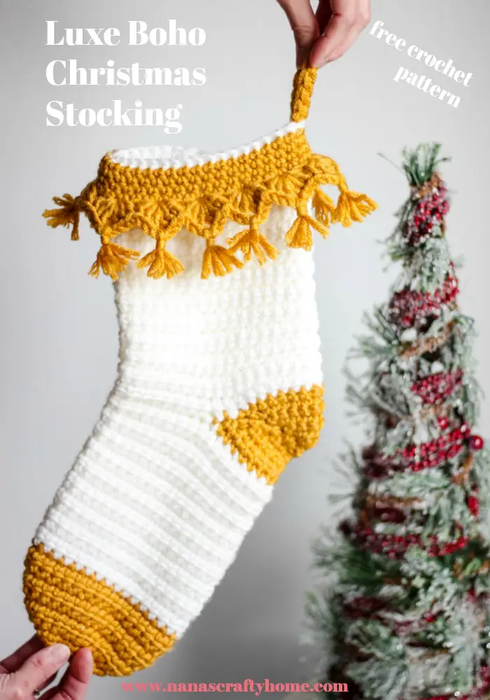 Luxe Boho Christmas Stocking free crochet pattern