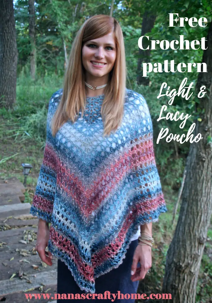 Light and Lacy poncho free crochet pattern