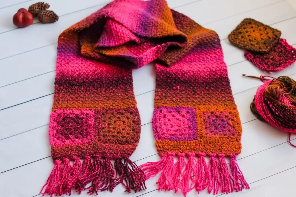 Granny Square Scarf free crochet pattern