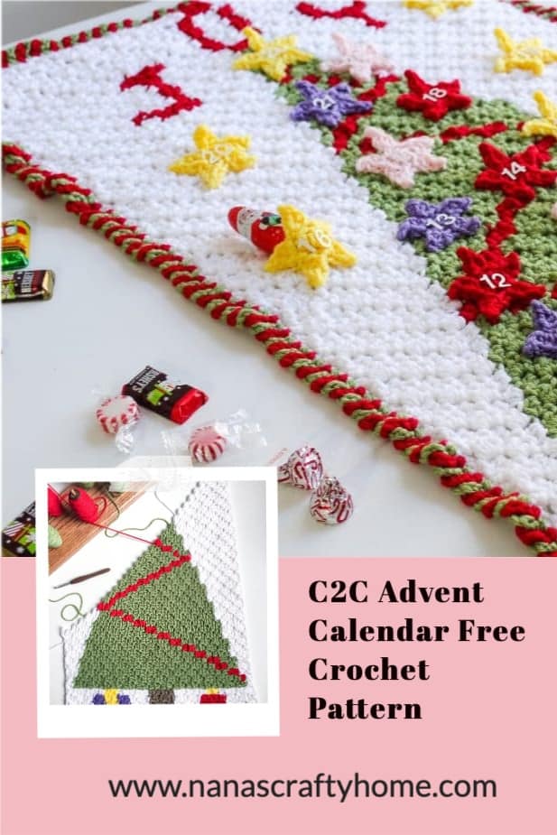 Christmas Tree C2C Advent Calendar free crochet pattern in process 2 in process 3