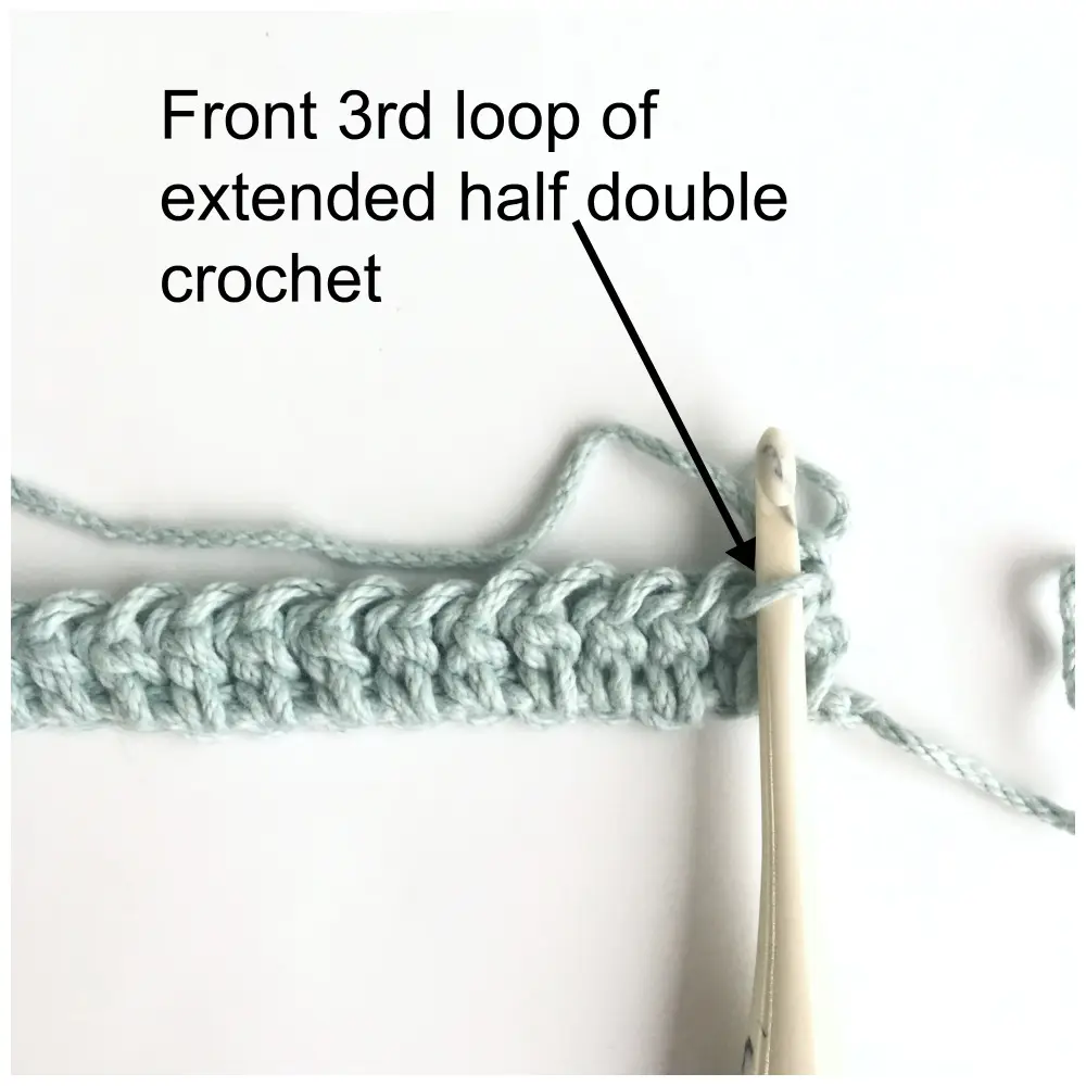 Crocheting 2x2 Ribbing Stitch Tutorial Process 4