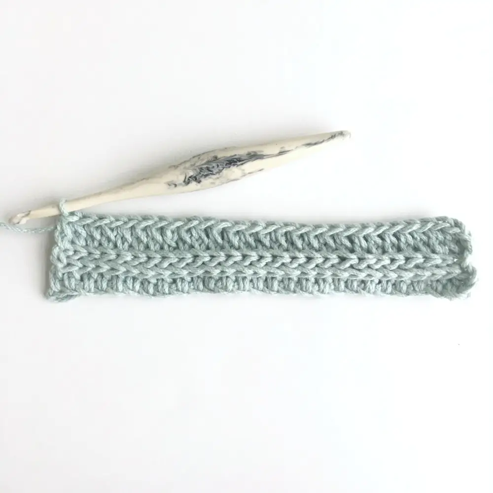 Crocheting 2x2 Ribbing Stitch Tutorial Process 6