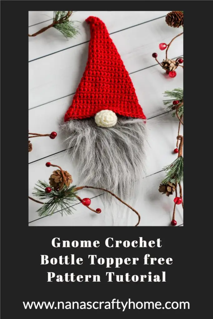 Gnome Wine Bottle Topper free crochet pattern video tutorial