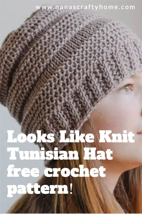 Tunisian Crochet Hat free crochet pattern looks knit!