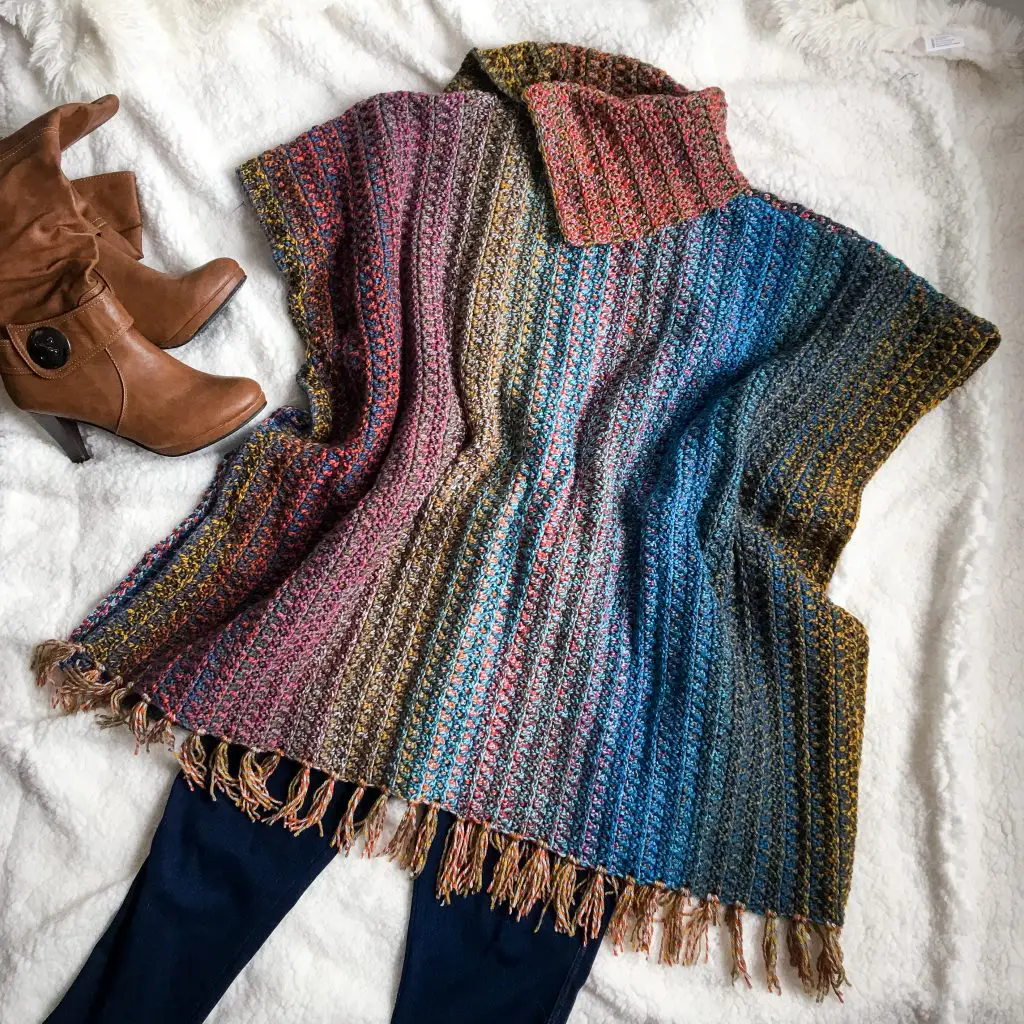Easy Crochet Tweed Poncho Pattern