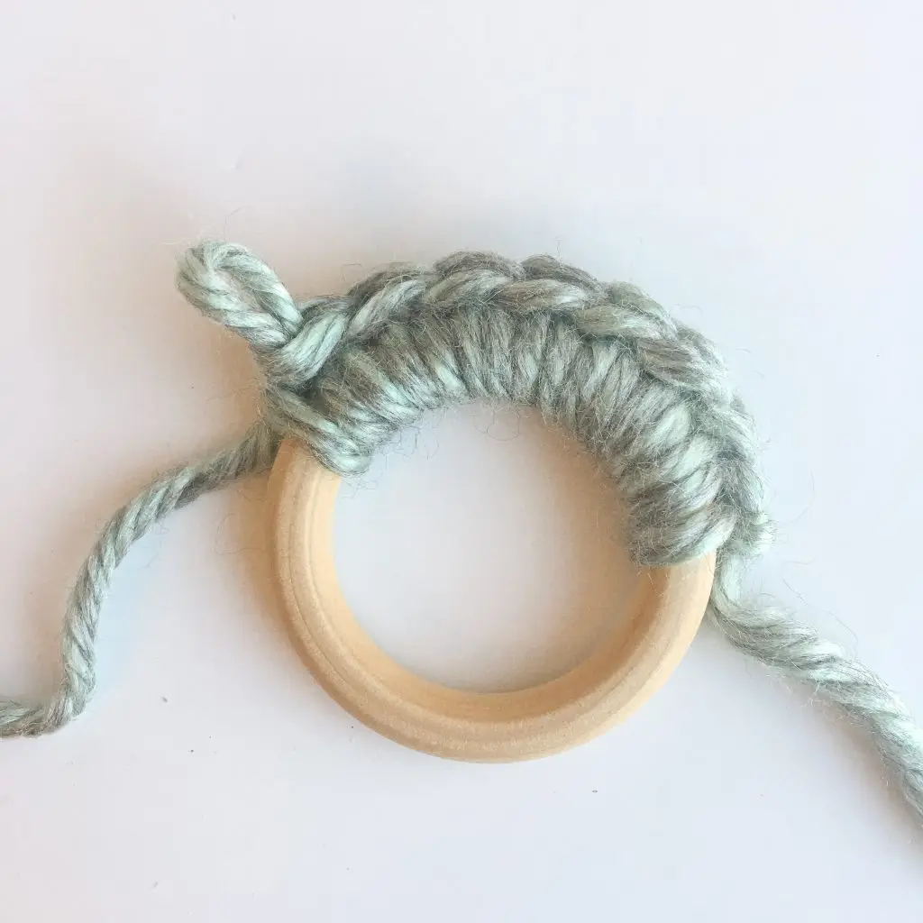 Crochet bobble headband process 1