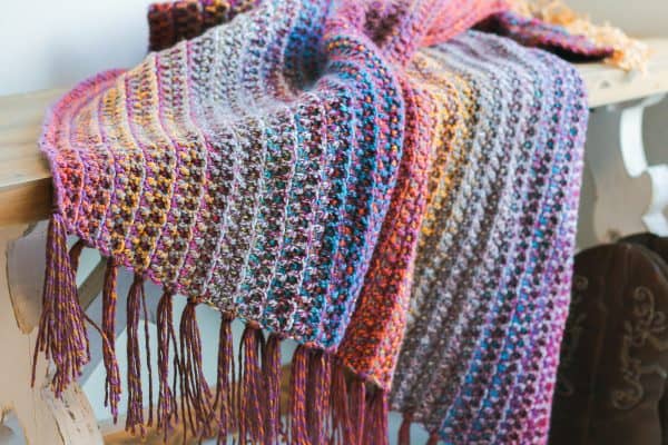 Woven crochet blanket free crochet pattern