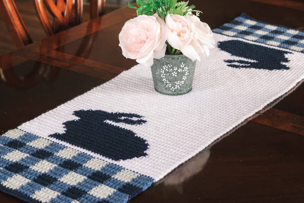 Gingham Bunny Table Runner Free Crochet Pattern