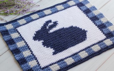 Tapestry Gingham Bunny Placemat Free Crochet Pattern