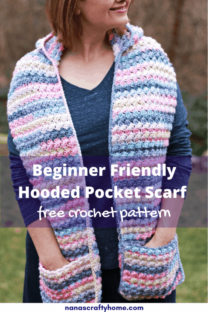crochet pocket scarf with hood