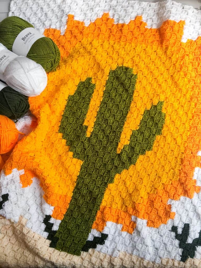 Crochet Cactus Blanket free pattern