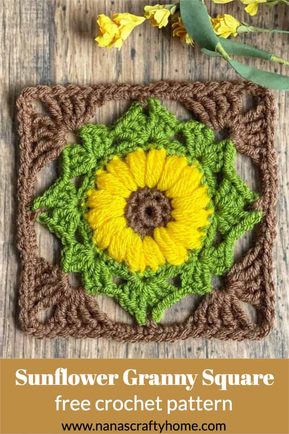 Sunflower Granny square free crochet pattern