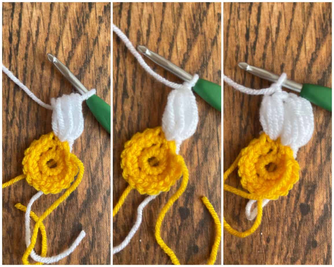 sunflower crochet motif process