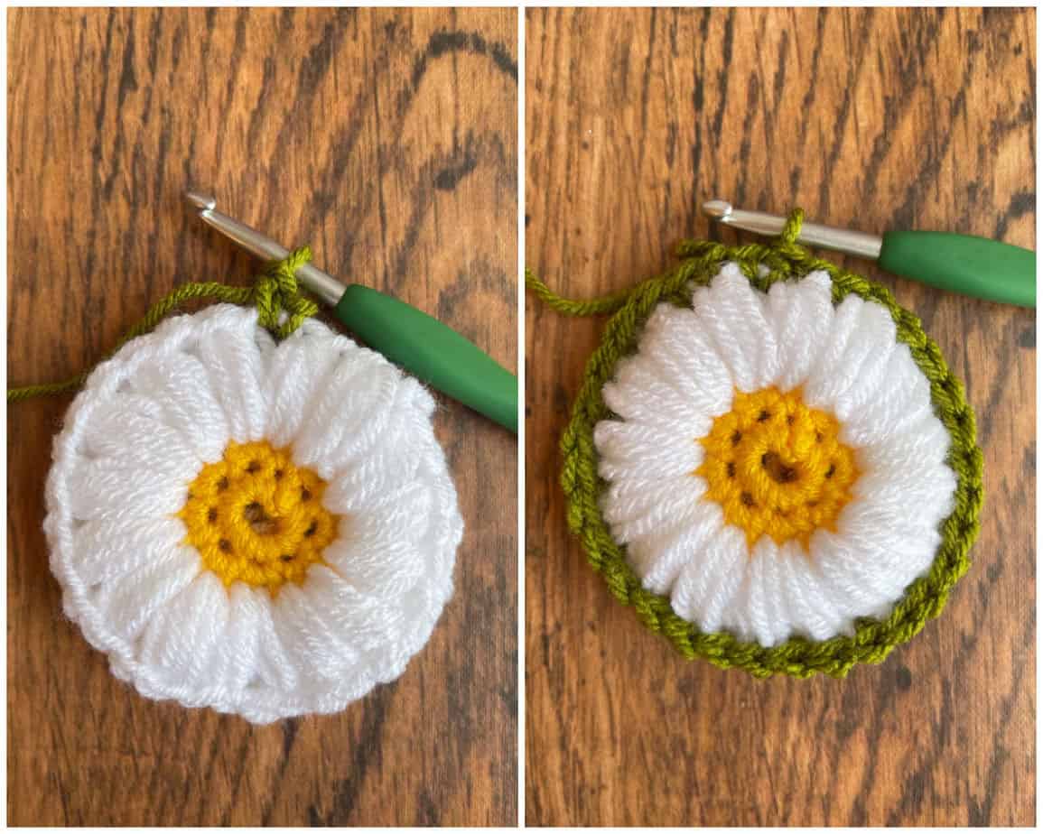 Sunflower crochet motif process 4
